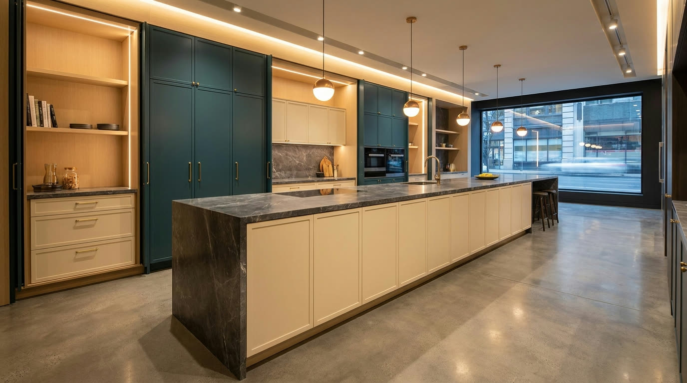 Showroom cuisines O Bo Karo - variante creme teal
