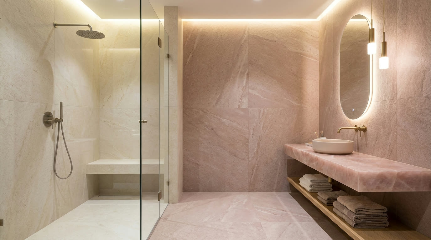 Showroom salles de bain O Bo Karo - pierre rose